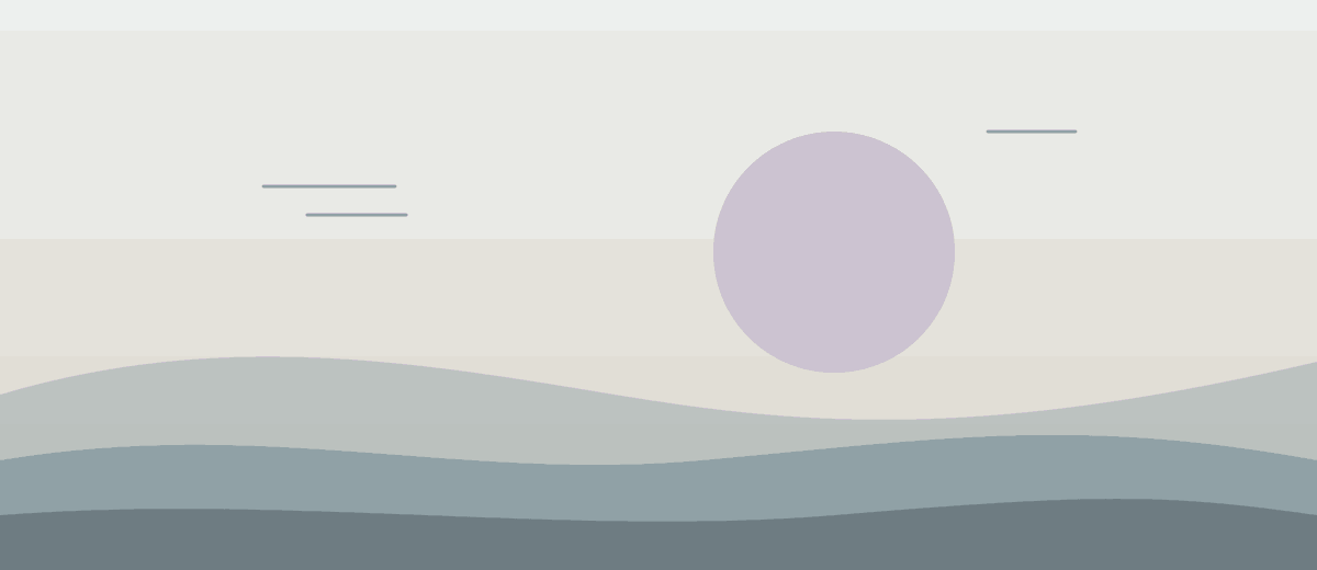 Paysage minimaliste au soleil pâle évoquant le calme de l'institut